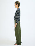 Wide-Leg Drawstring Olive Trousers