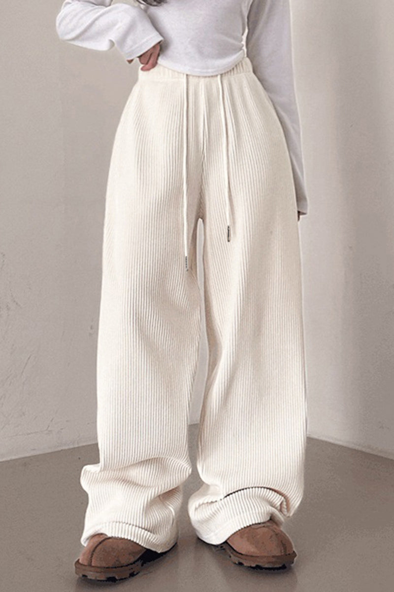 Relaxed Fit Wide-Leg Casual Pants