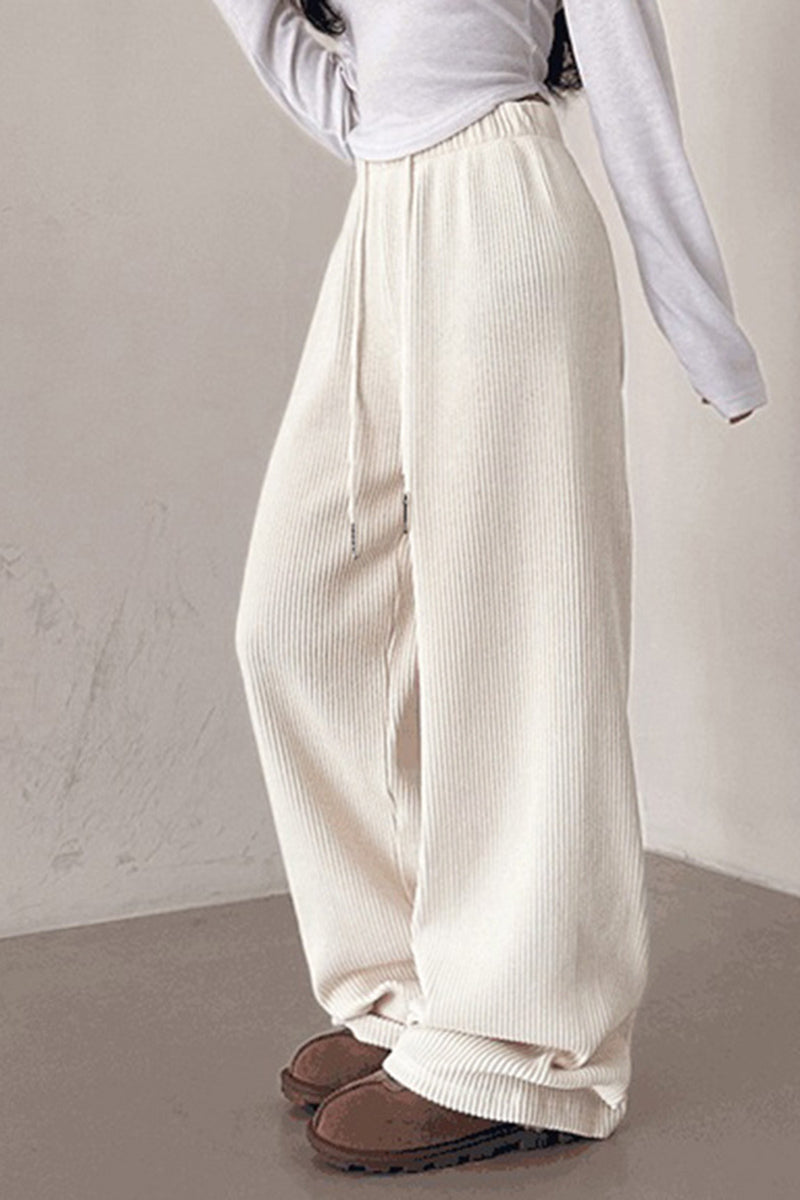 Relaxed Fit Wide-Leg Casual Pants