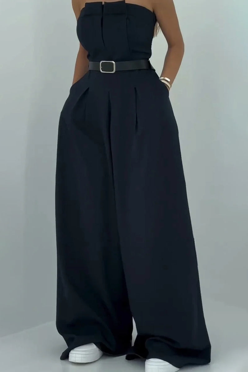 Chic Pinstripe Blazer and Jumpsuit Set