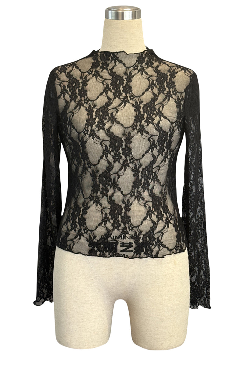 Sheer Lace Long Sleeve Blouse
