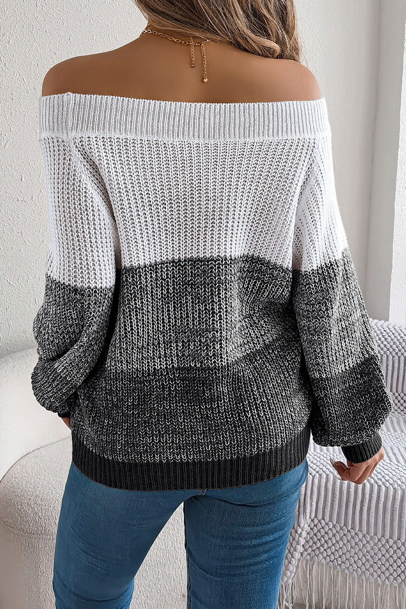 Off-Shoulder Gradient Knit Sweater