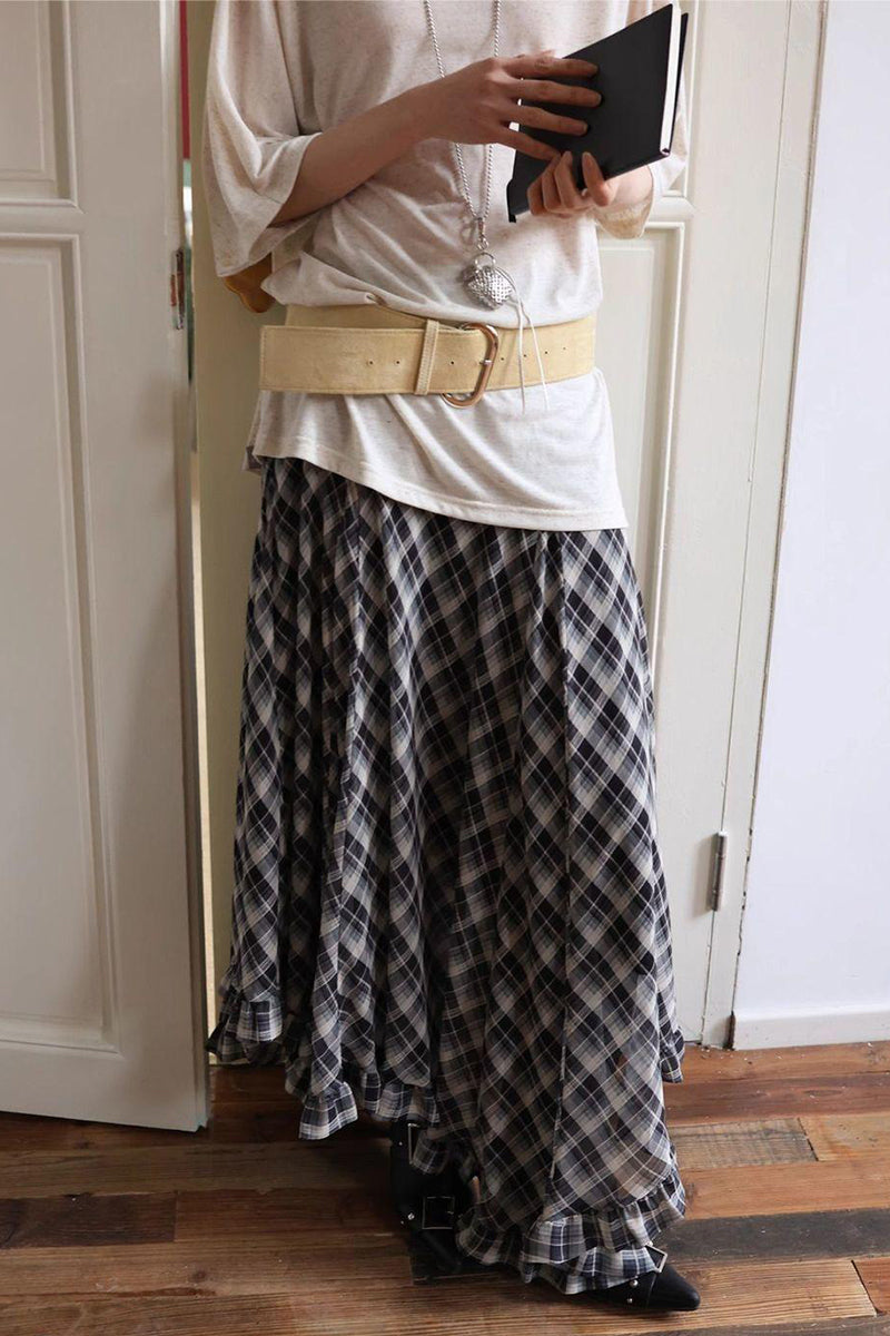 Asymmetrical Plaid Skirt