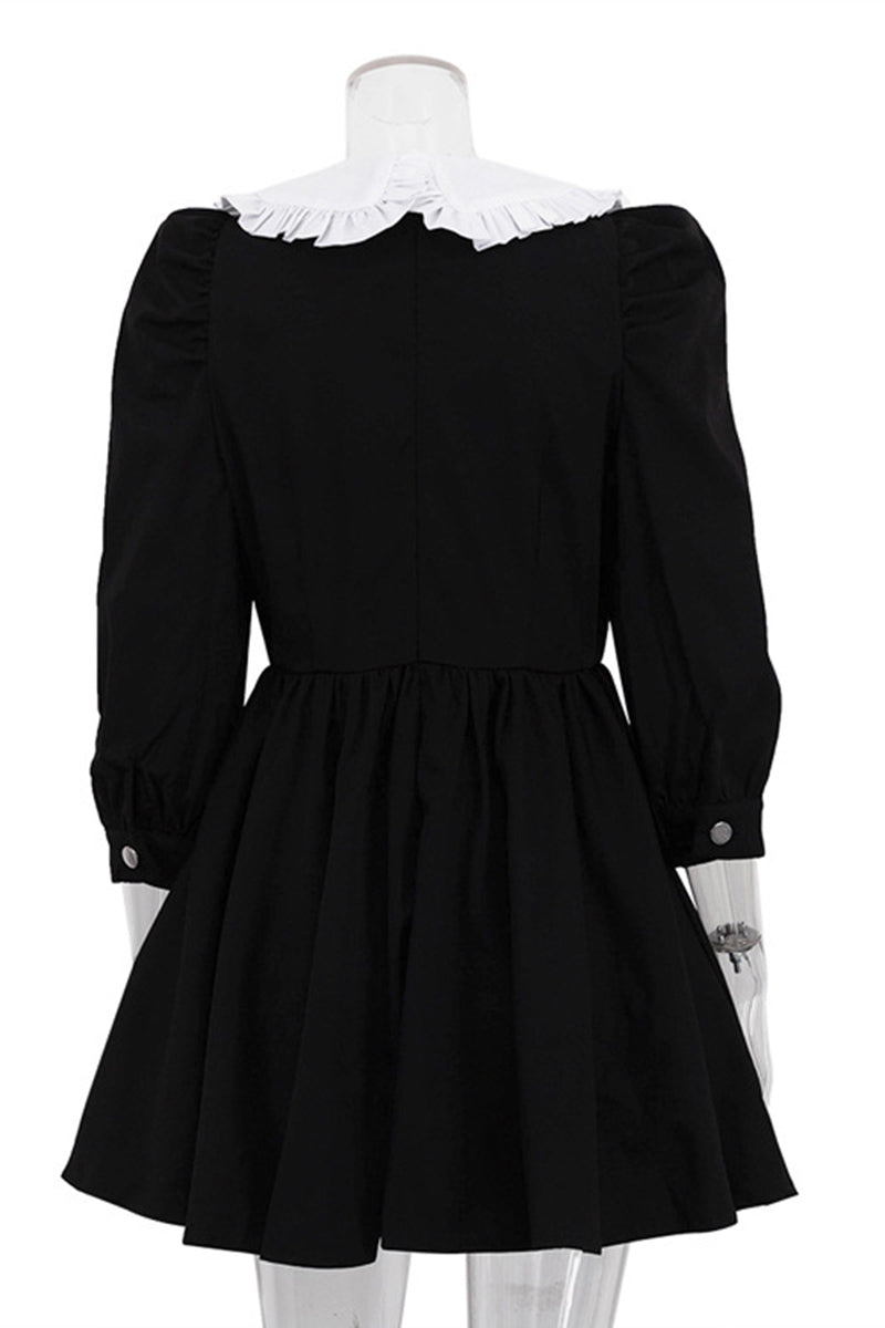 Contrast Collar Casual Dress