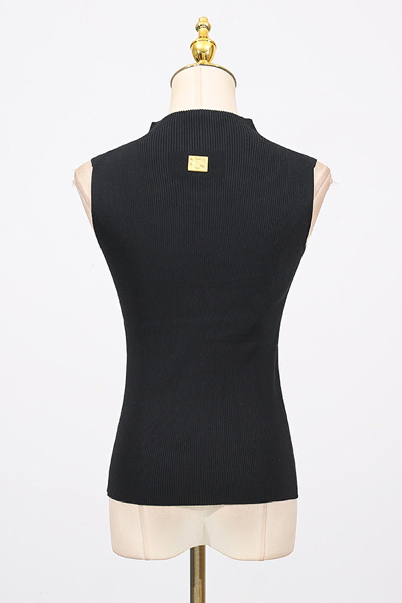 Keyhole Detail High-Neck Sleeveless Top