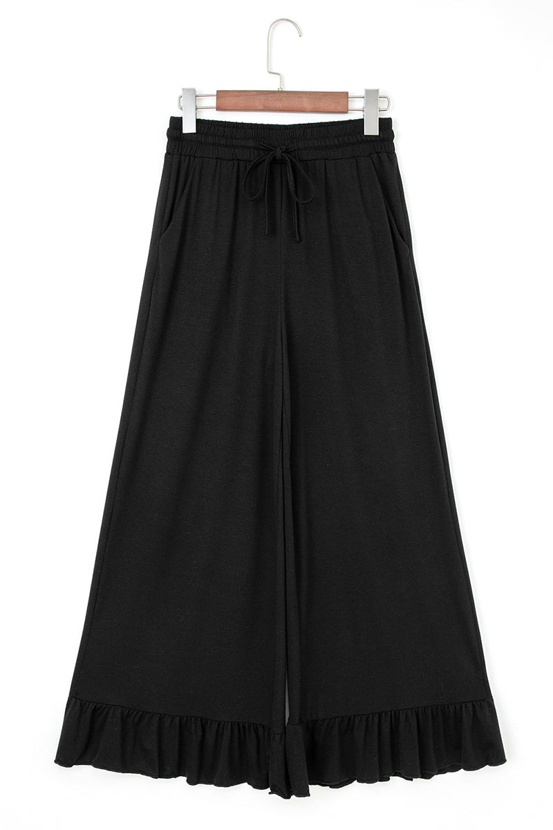 Ruffled Wide Leg High Waist Pants