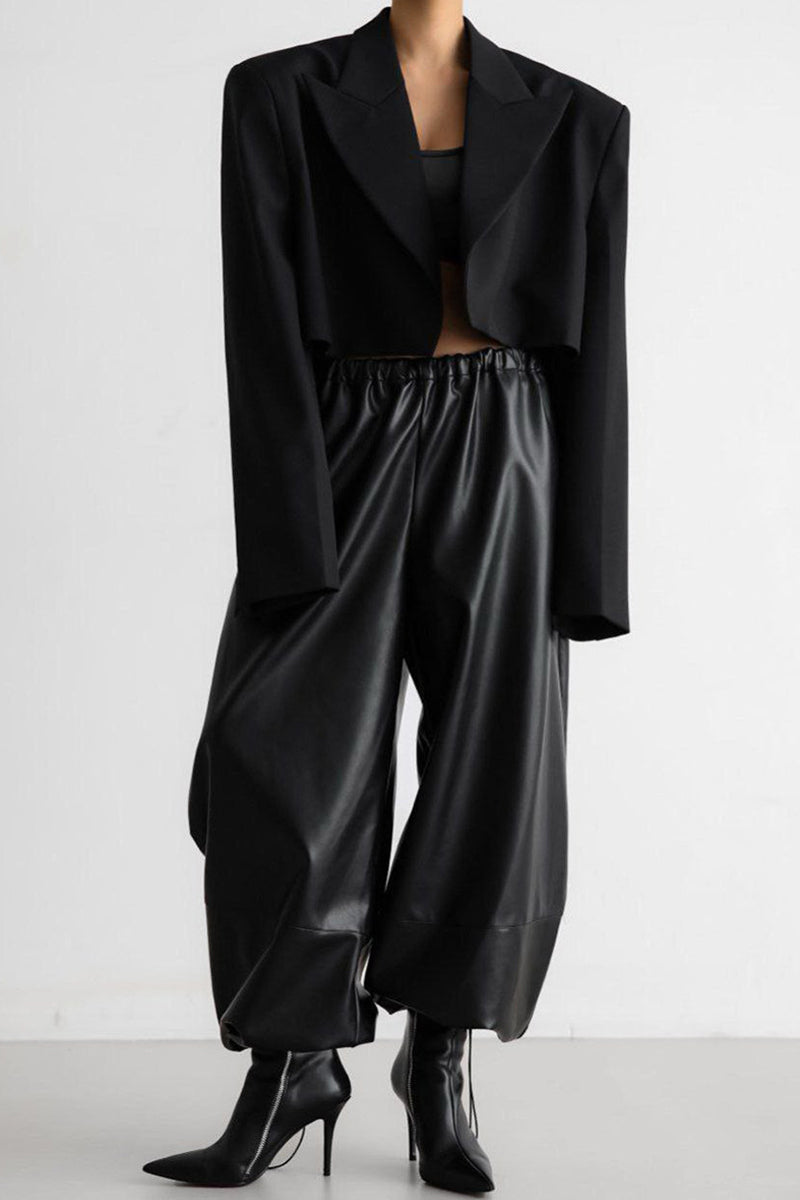Drawstring Faux Leather Jogger Pants