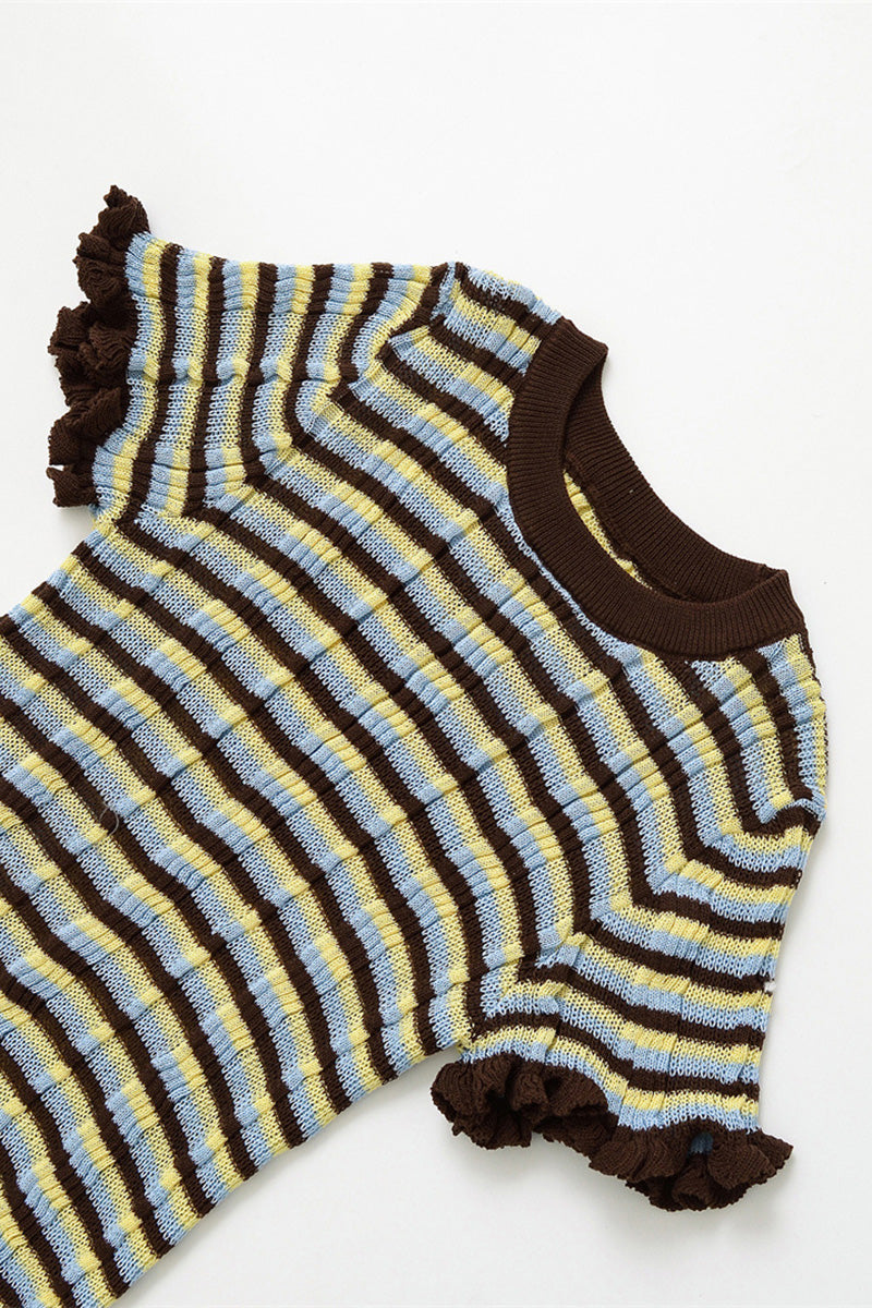 Striped Ruffle-Trim T-Shirt