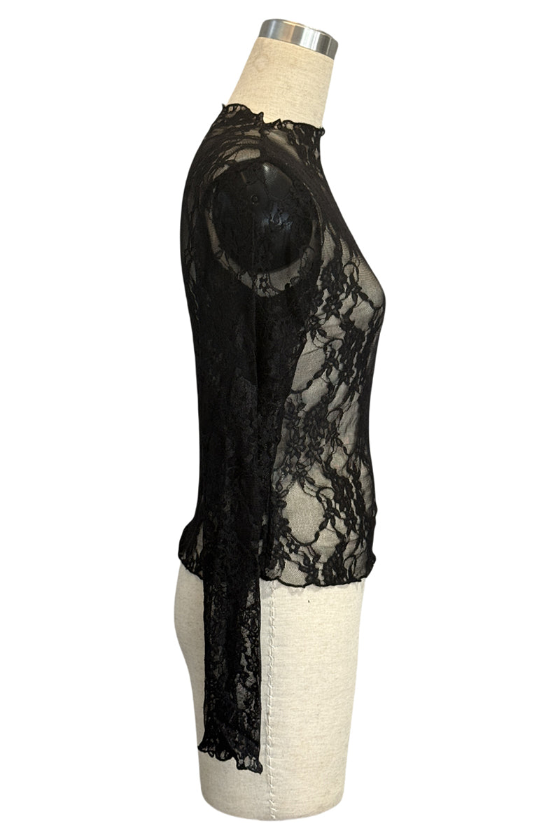 Sheer Lace Long Sleeve Blouse