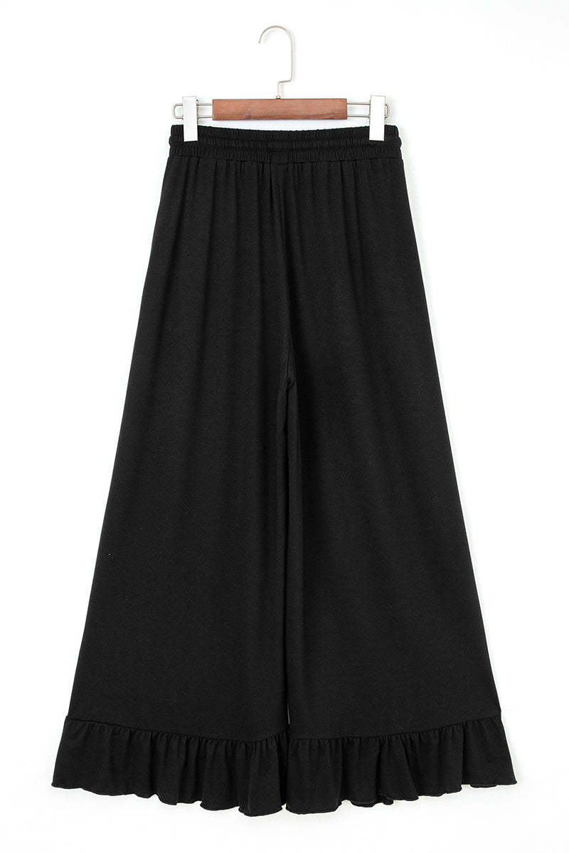 Ruffled Wide Leg High Waist Pants