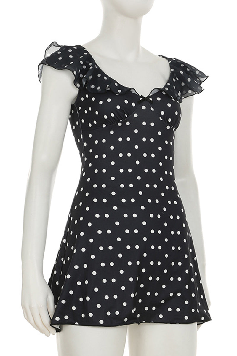 Polka Dot Ruffle Mini Dress