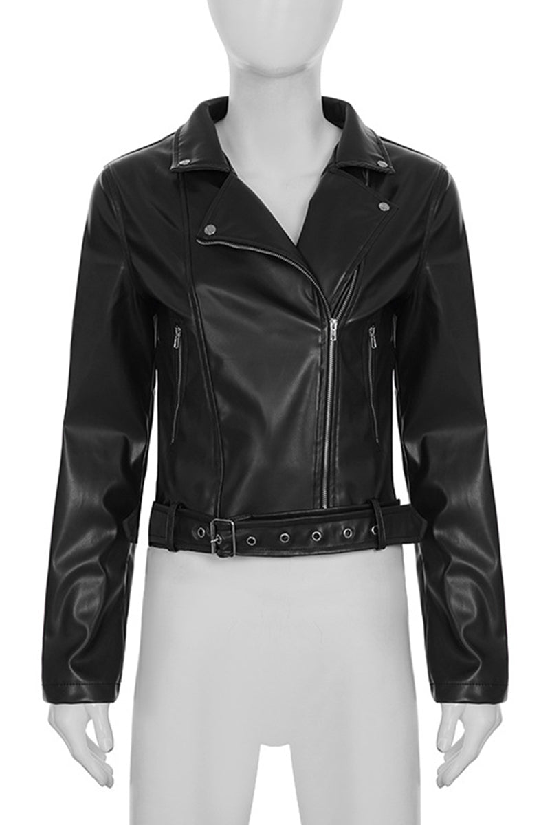 Chic Belted Moto Jacket