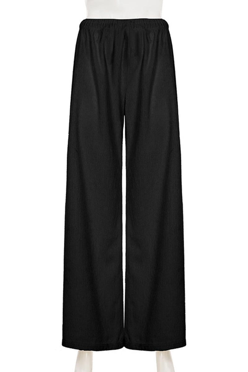 Relaxed Fit Wide-Leg Casual Pants