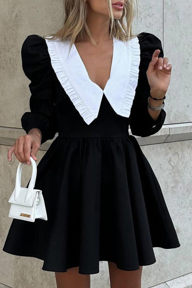 Contrast Collar Casual Dress