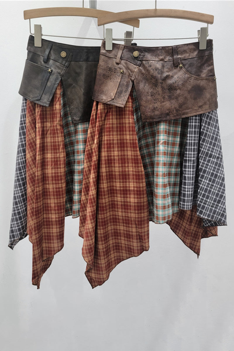 Asymmetrical Patchwork Midi Skirt