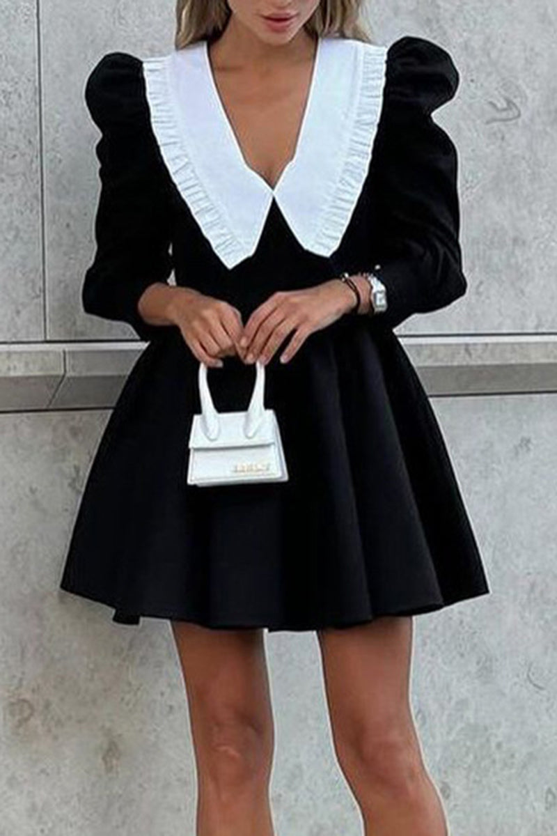 Contrast Collar Casual Dress