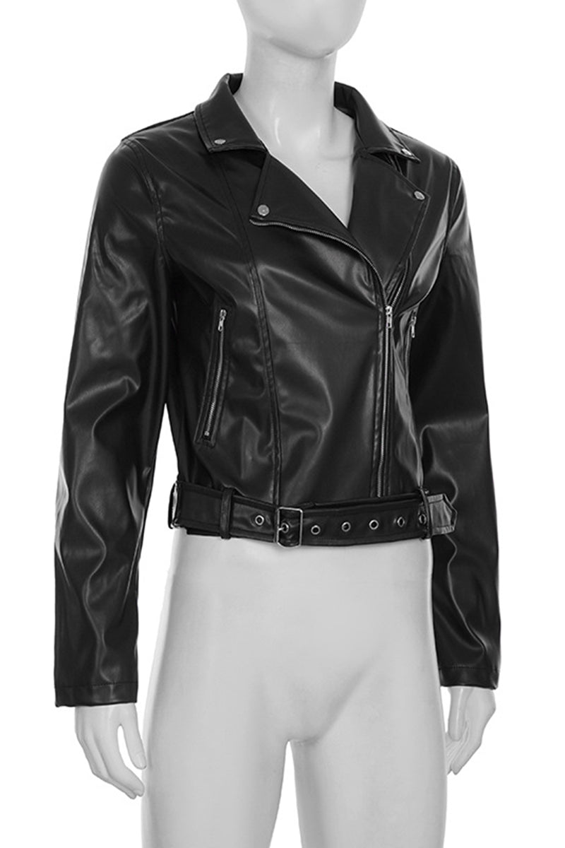 Chic Belted Moto Jacket