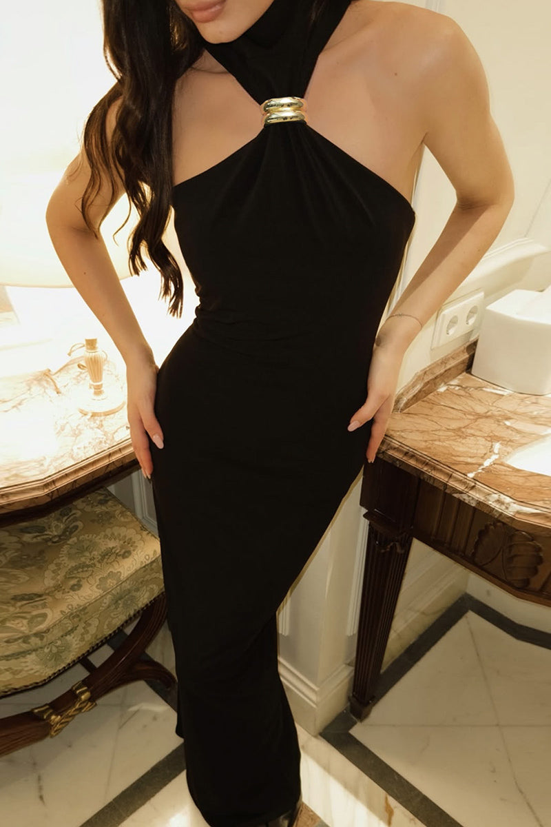 Elegant Keyhole Maxi Dress