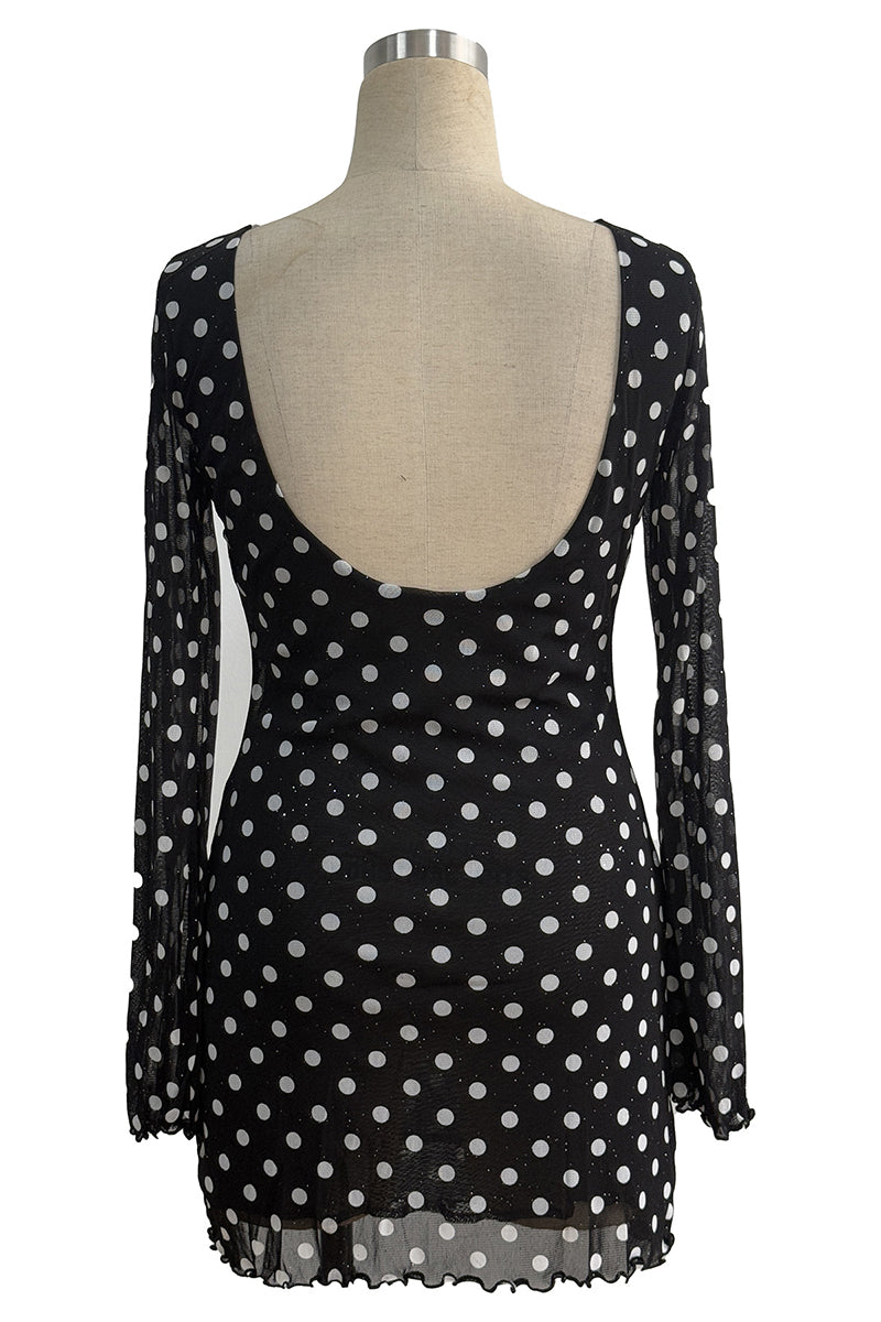 Backless Polka Dot Mini Dress
