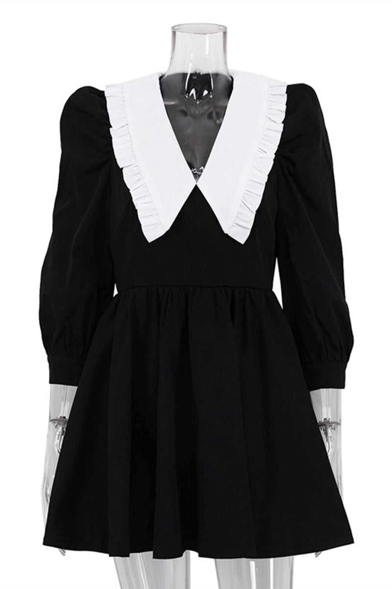 Contrast Collar Casual Dress