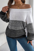 Off-Shoulder Gradient Knit Sweater