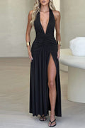 Plunging V-Neck Evening Dress