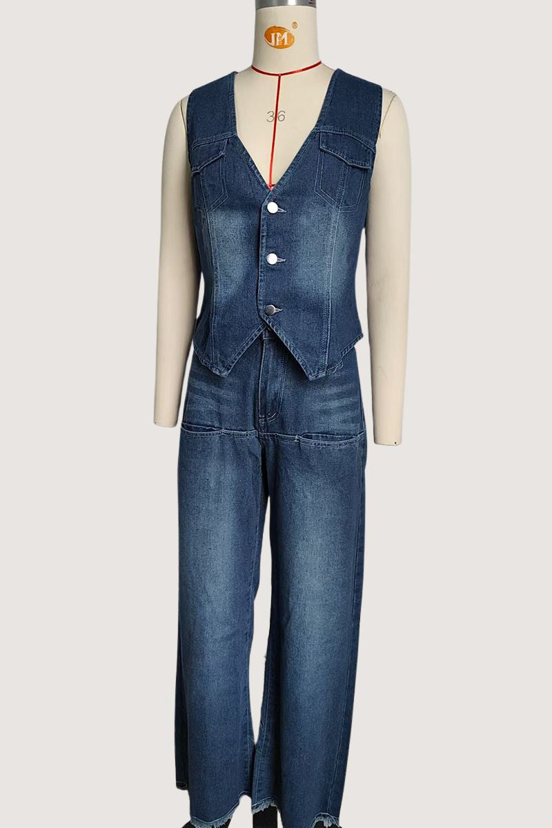 Chic Button-Front Vest and Pants Set