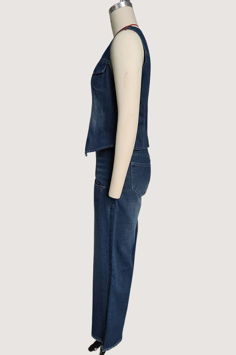 Chic Button-Front Vest and Pants Set