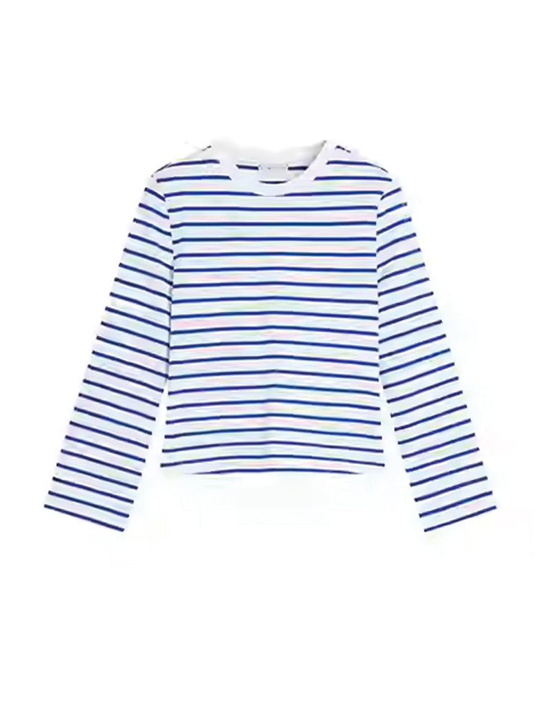 Long-Sleeve Striped Crop Top