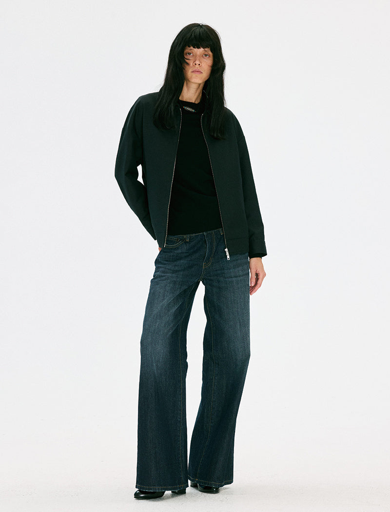 Wide-Leg Dark Wash Denim Jeans