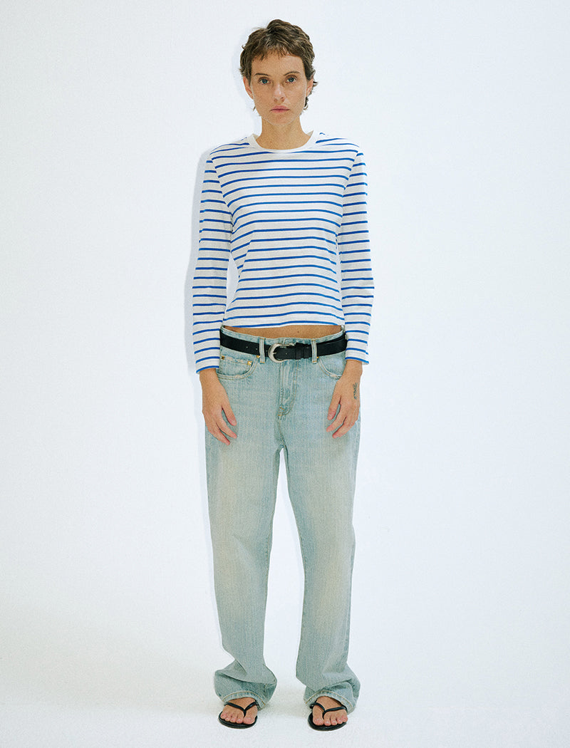 Long-Sleeve Striped Crop Top