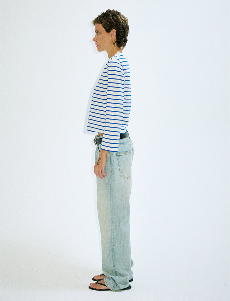 Long-Sleeve Striped Crop Top