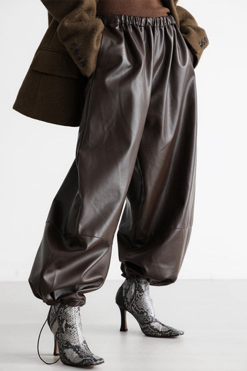 Drawstring Faux Leather Jogger Pants