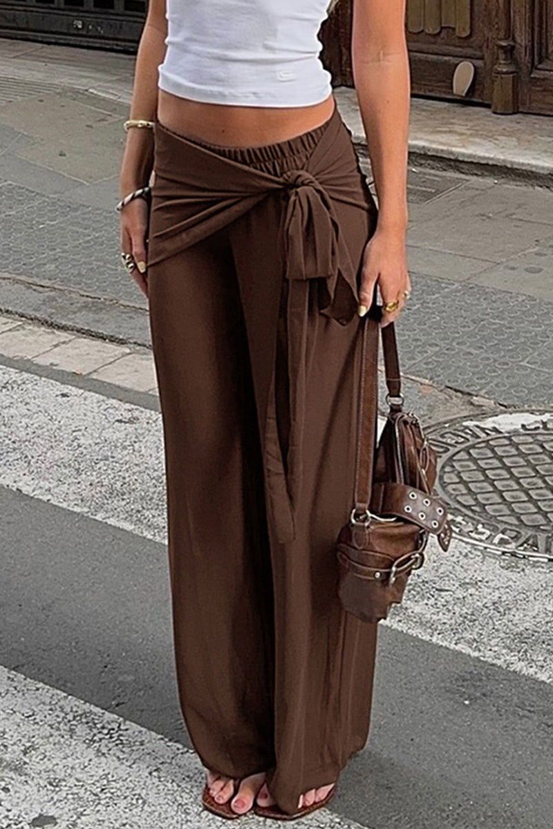 Tie Waist Relaxed Fit Casual Pants