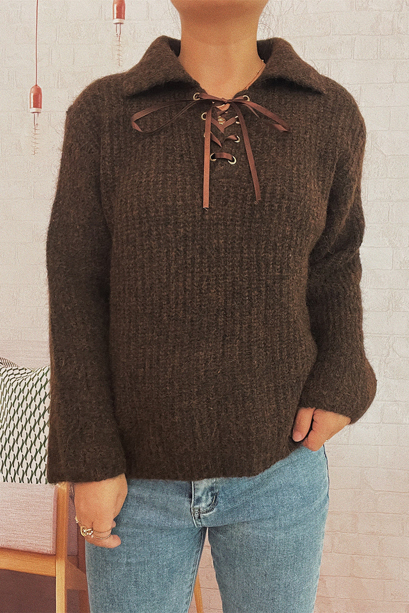 Lace-Up Collar Sweater