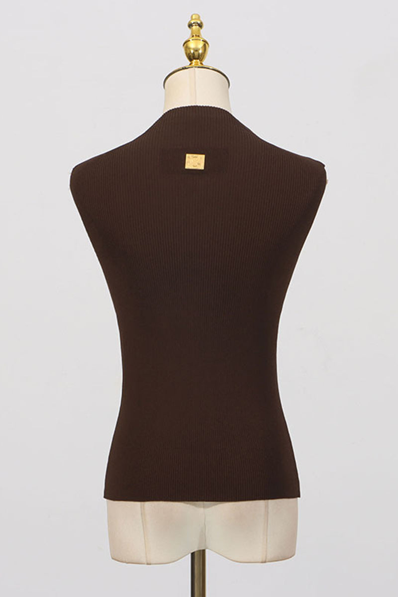 Keyhole Detail High-Neck Sleeveless Top