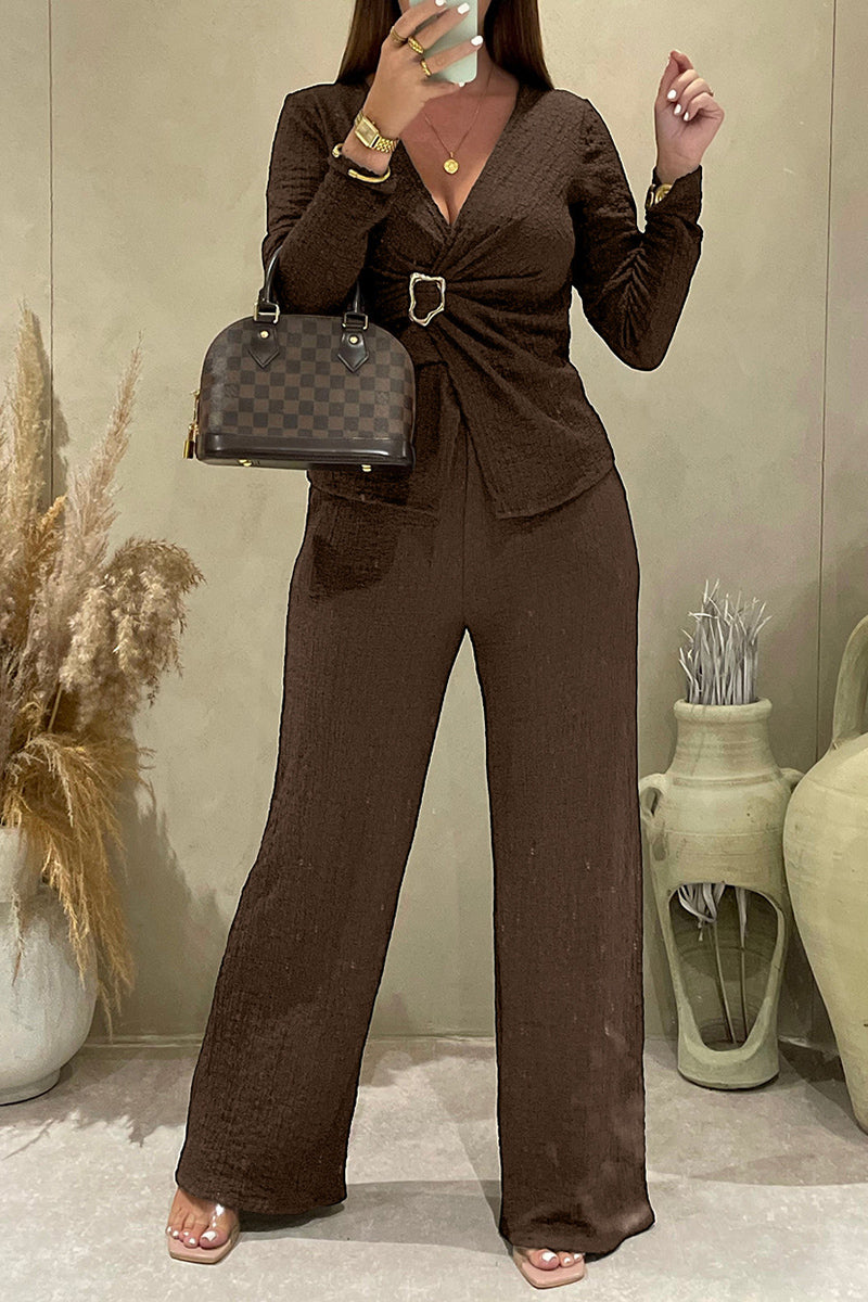 Elegant Knot Front Pants Set