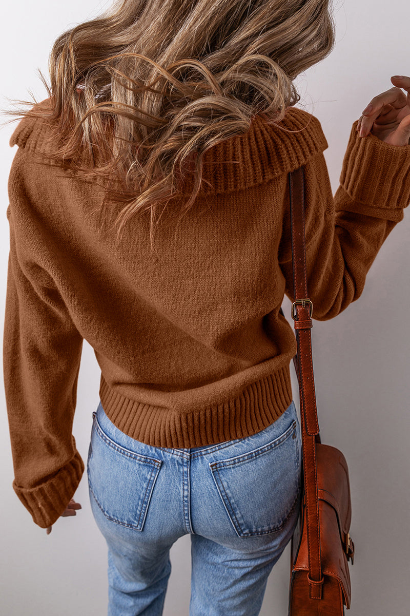 V Neck Ribbed Edge Sweater