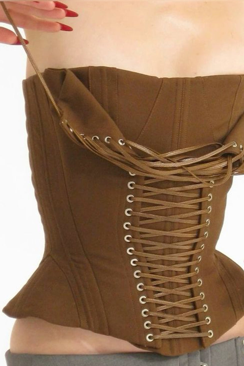 Strapless Lace-Up Corset Top