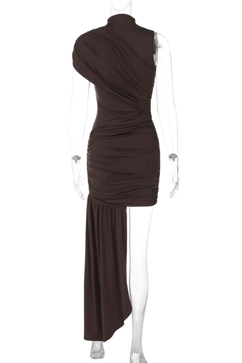 Asymmetric Ruched Casual Dress