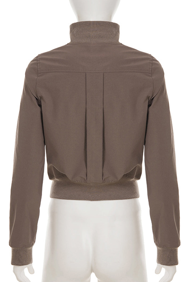 High Neck Buttoned Jacket