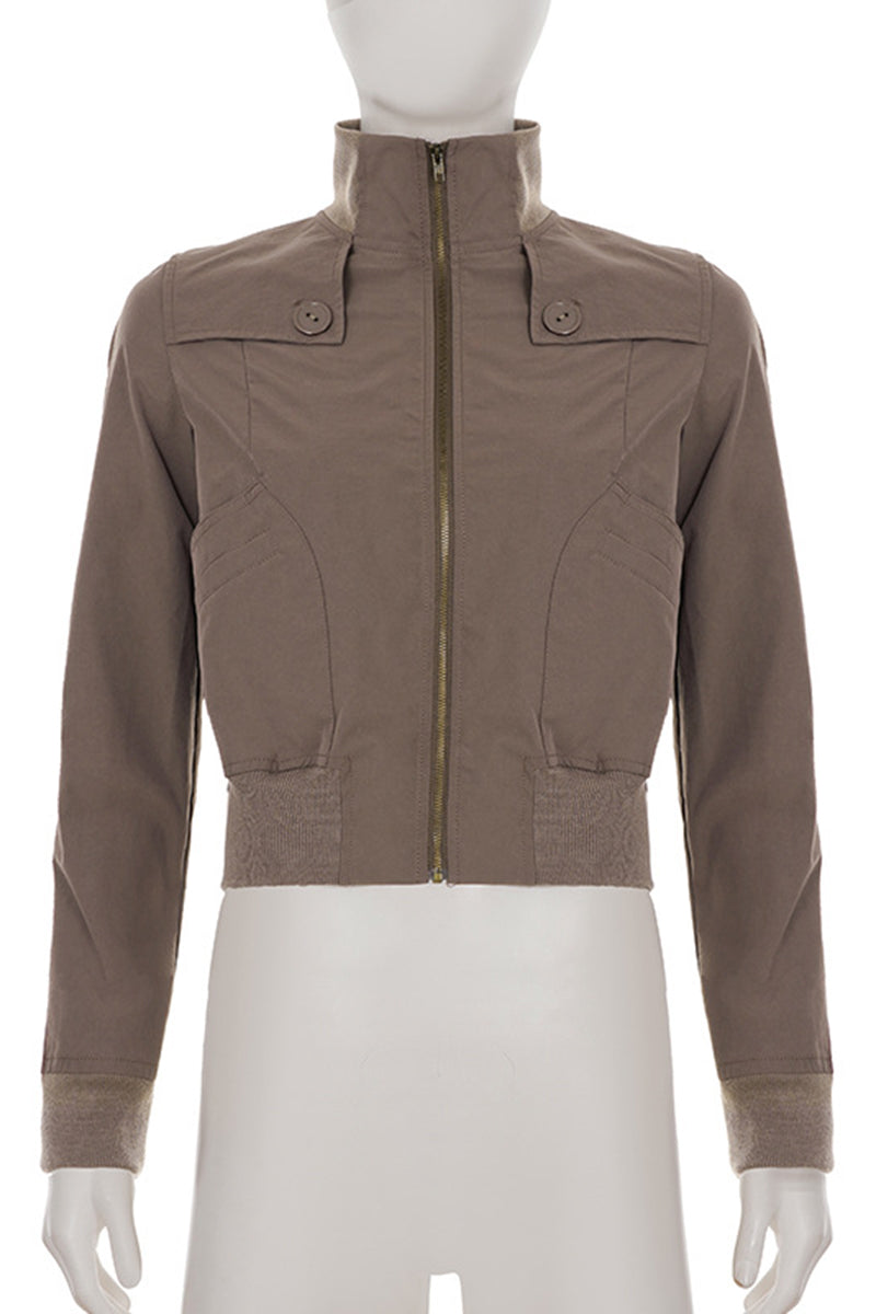 High Neck Buttoned Jacket