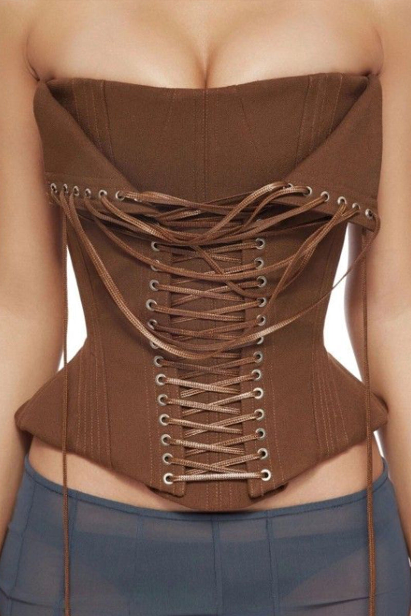 Strapless Lace-Up Corset Top