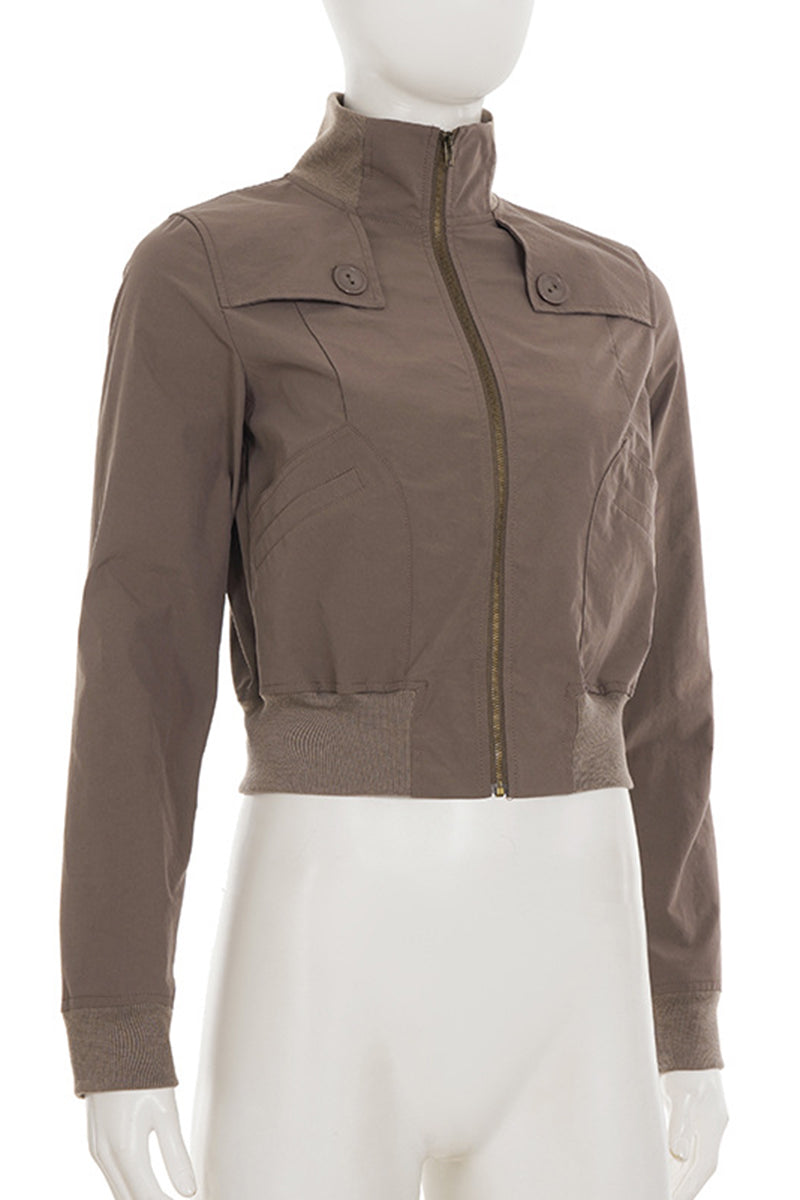 High Neck Buttoned Jacket