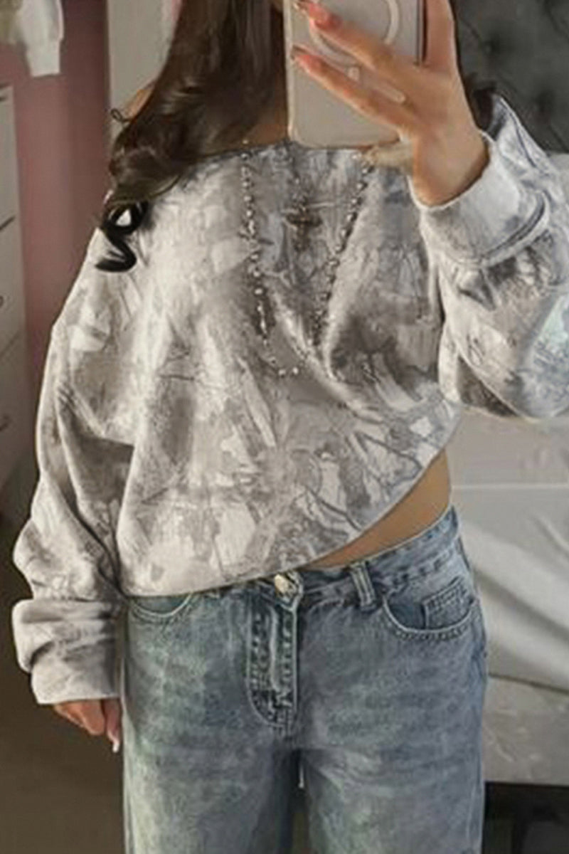 Off-Shoulder Printed Casual Top