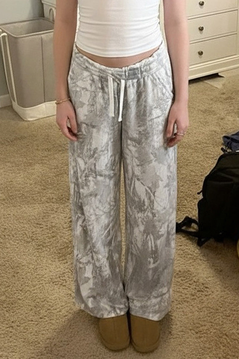 Tie Waist Print Pants