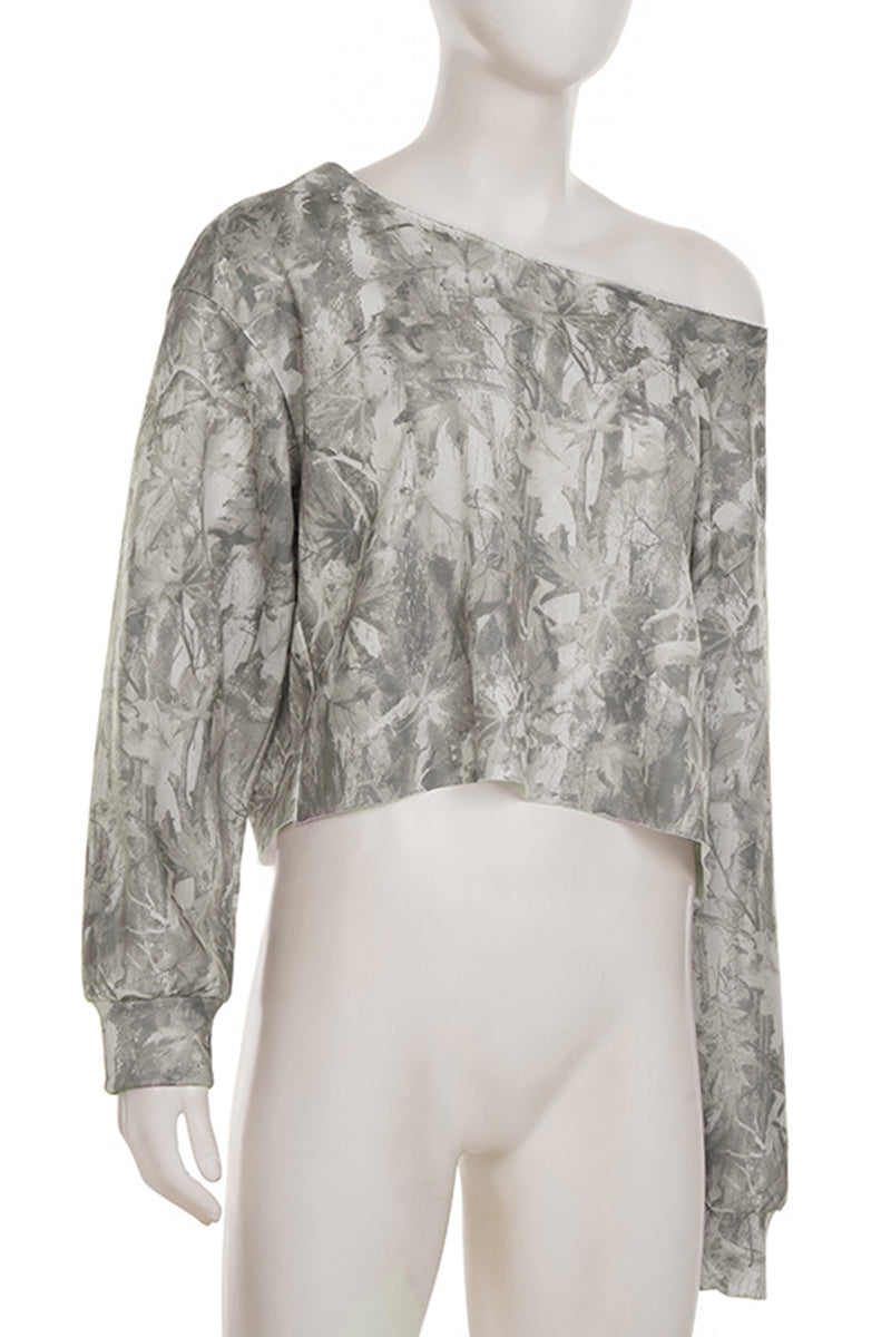 Off-Shoulder Printed Casual Top