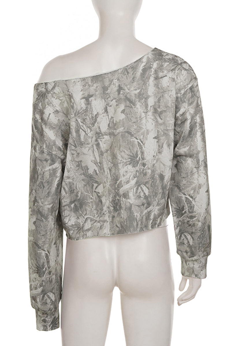 Off-Shoulder Printed Casual Top