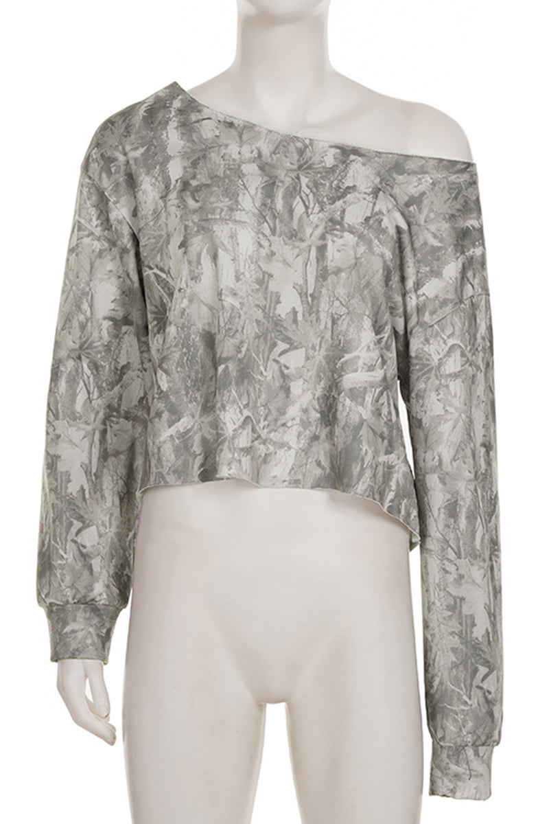 Off-Shoulder Printed Casual Top