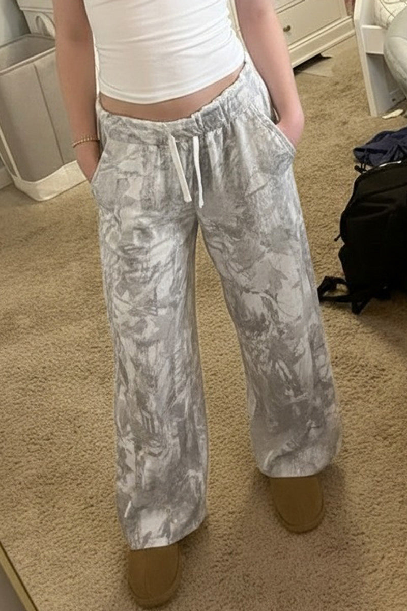 Tie Waist Print Pants